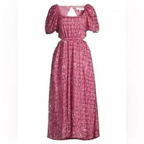 elliatt aubree puff-sleeve sequin midi-dress - Picture 5 of 5